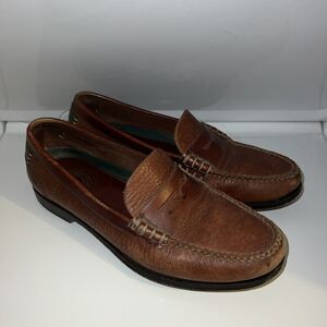 HS Trask Bozeman Brown Pebbled Leather Penny Loafer Mens 9 1/2 M Driving Shoe
